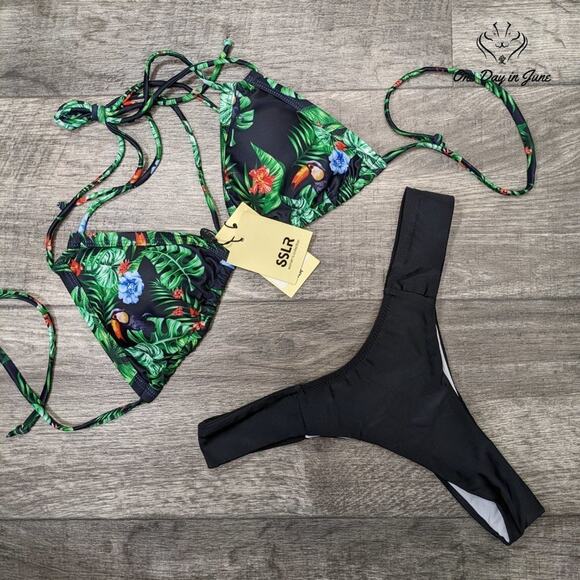 SSLR Halter Triangle Bikini Swimsuit Size M - Picture 3 of 5